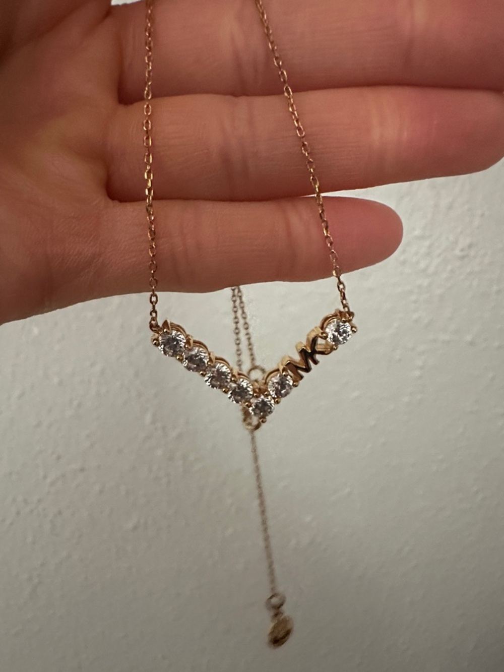Michael Kors Rose Gold MK Logo Necklace - Picture 7 of 7